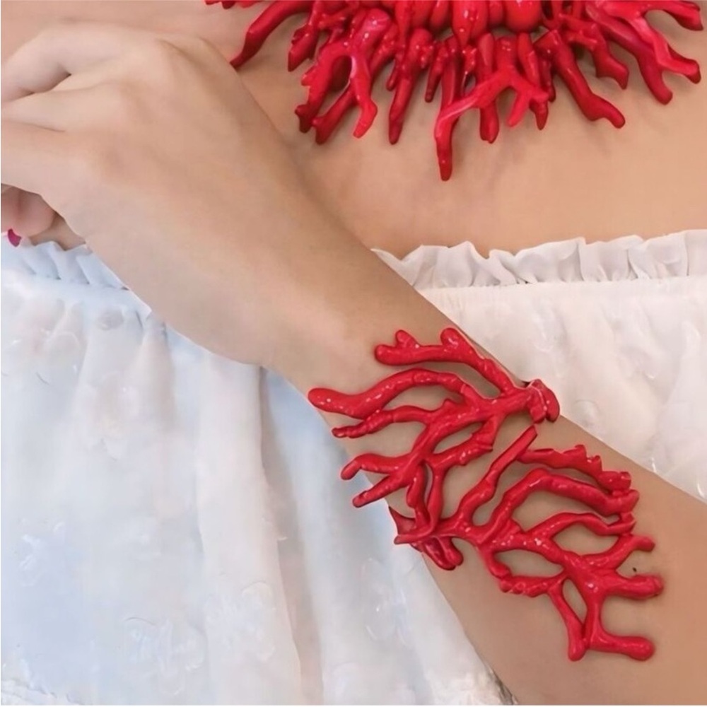 Zara Coral Effect Bracelet Cuff Wrap Around Red 4548/020 - Picture 5 of 9